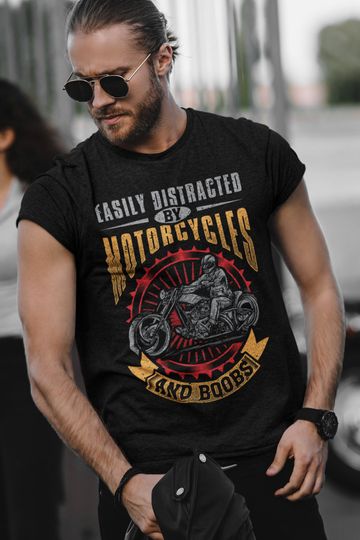 Discover Easily Distracted By Motorcycles, Biker Tees, Motorcycle Shirt