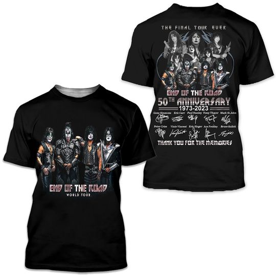 Discover Ki.ss Band 50th Anniversary 1973-2023 Signature 3D T-Shirt