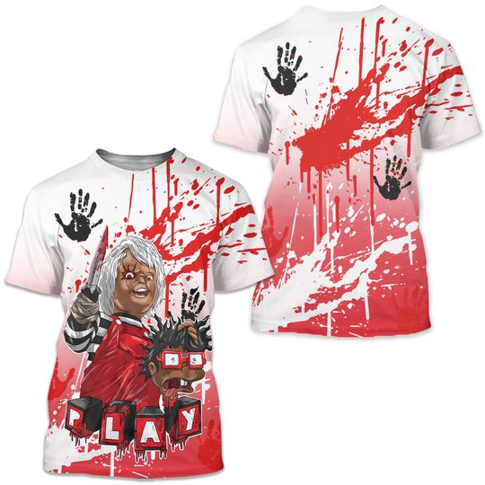 Discover Chucky Chuckie Kills Halloween Reverse Black Toe 1s Gifts Matching 3D T-Shirt