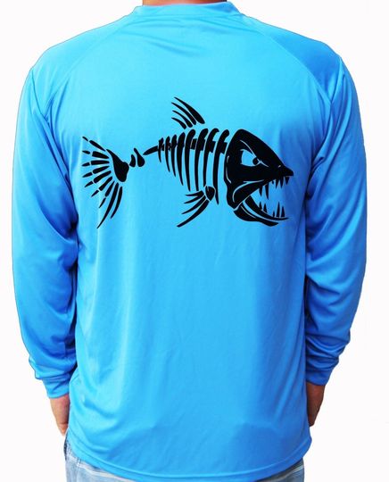 Discover Angry Fish Skeleton Sport Long Sleeve UPF 50 T-Shirt Fish Boat UV Protection