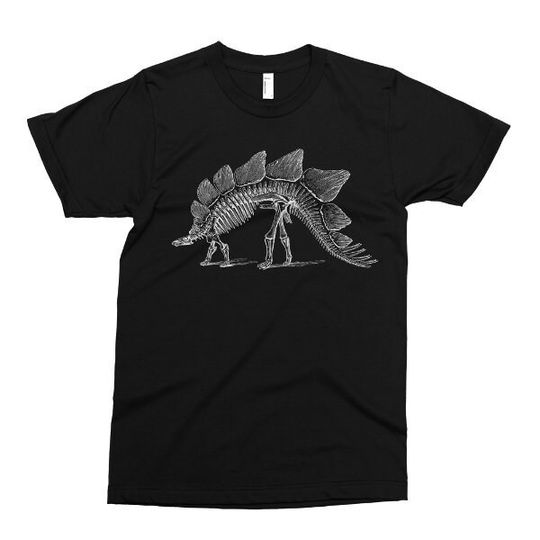 Discover Stegosaurus T Shirt, Printed on Soft Ringspun Cotton, Dinosaur Tshirt, Fossil, Animal Skeleton Tee, Mens Womens