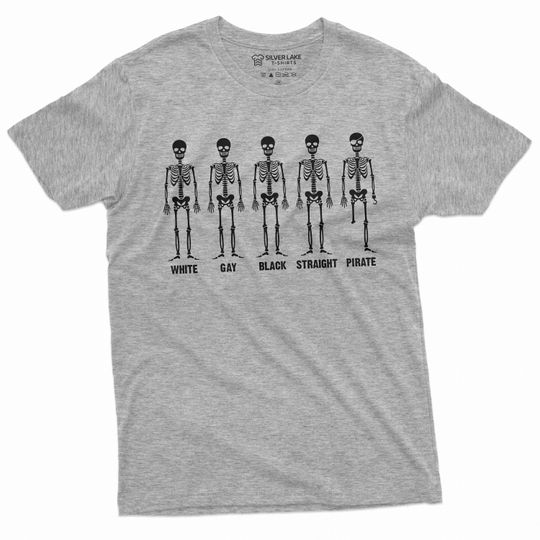 Discover Equality Skeleton Tee Shirt White Gay Black Straight Pirate Tee Mens Womens Shirts