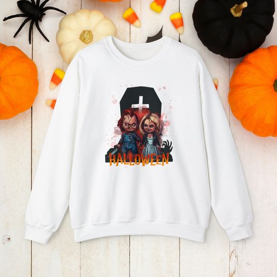 Discover Terror Chucky and Tiffany Halloween Crewneck Sweatshirt