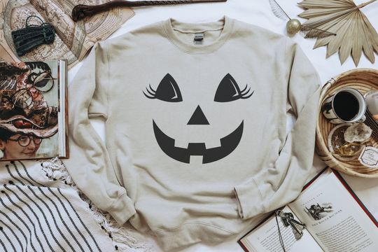 Discover Pumpkin Face Crewneck for Halloween and Fall