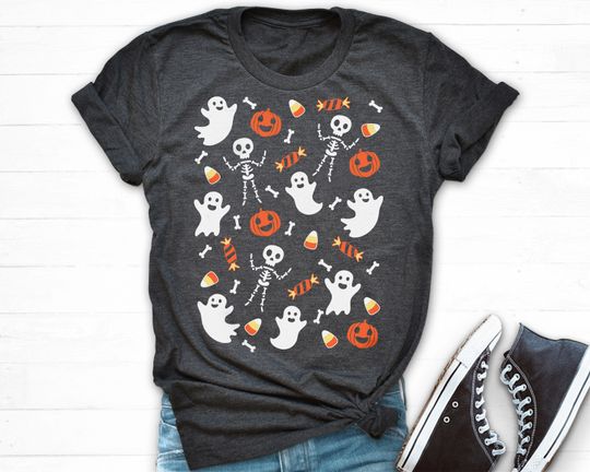Discover Kawaii Halloween Doodle Pattern Shirt