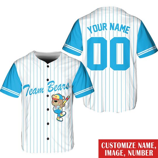 Discover Personalized Team Bears Baseball Jersey, Custom Image Name Number Baseball Jersey Shirt