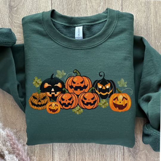 Discover Pumpkin sweatshirt, jack o lantern Halloween sweatshirt, fall sweater for women, spooky season, Halloween gifts, pumpkin spice, thanksgiving