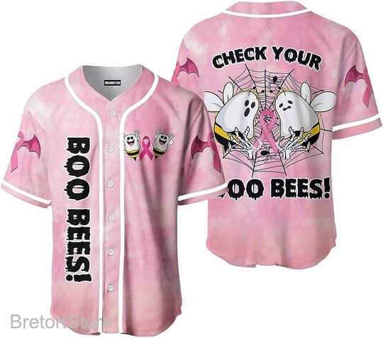 Discover Breast Cancer Baseball Jersey, Check Your Boo Bees Jersey