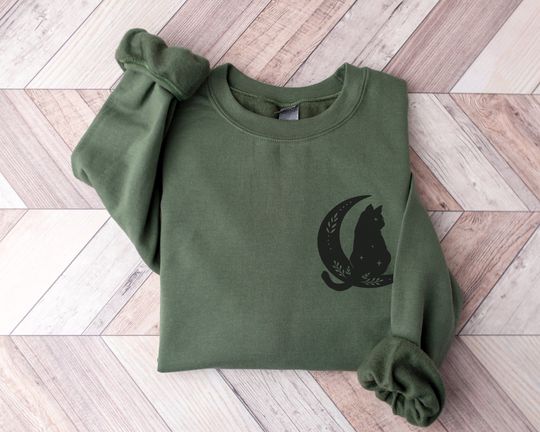 Discover Black Cat Halloween Sweatshirt for Cat Lovers
