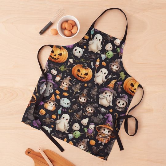 Discover Halloween Seamless Boo Kitchen Apron