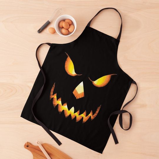 Discover Halloween Scary Pumpkin Face Kitchen Apron