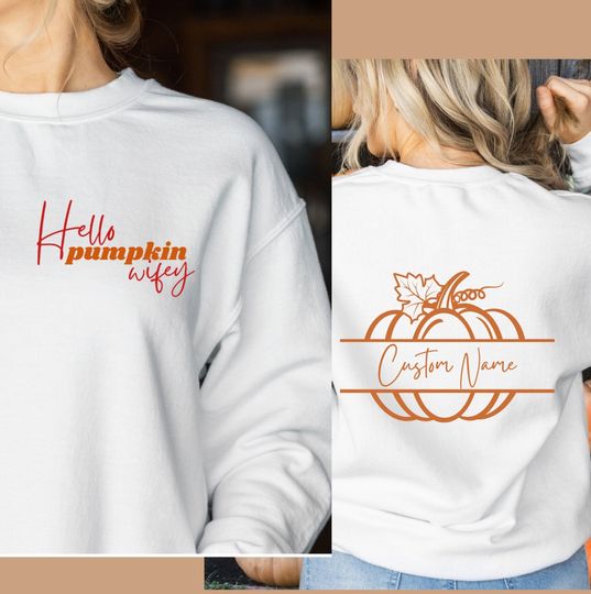 Discover Personalized Pumpkin Wifey Sweatshirt, Custom Fall Gift, Anniversary Gift for Her,Custom Name Sweater, Wedding Date Sleeve, Fall Bride To Be