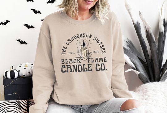Discover Black Flame Candle Co. Sweatshirt, The Sanderson Sisters Sweatshirt, Black Flame Shirt, Woman Sweatshirt For Halloween, Halloween Sweatshirt