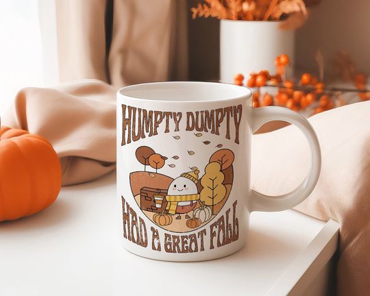 Discover Custom Fall Mug, Humpty Dumpty Halloween Gift