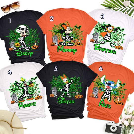 Discover Custom Skeleton Halloween Family Matching Shirt