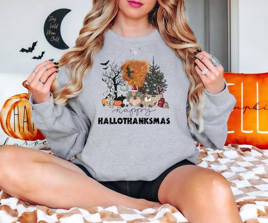 Discover Happy Hallothanksmas Sweatshirt for Fall Gifts