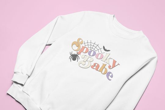 Discover Spooky Babe Halloween Graphic Crew Sweatshirt