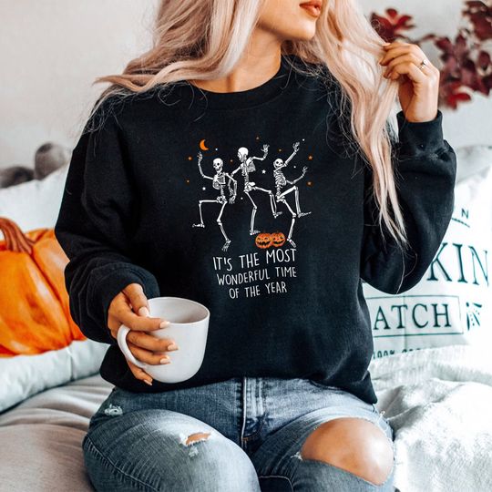 Discover Its The Most Wondrful Time Sweatshirt, Halloween Shirt, Witch Shirt, Gift For Halloween, Iprintasty Halloween, Skeleton Fall Halloween