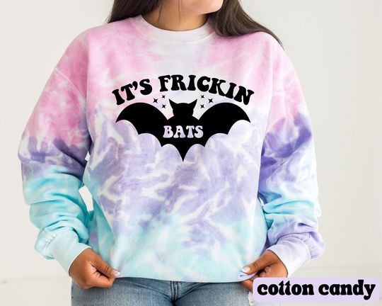 Discover It's Frickin Bats I Love Halloween Sweatshirt, Bats Lover Shirt, Halloween Outfit, Spooky Crewneck, Autumn Sweatshirt, Tie Dye Sweatshirt