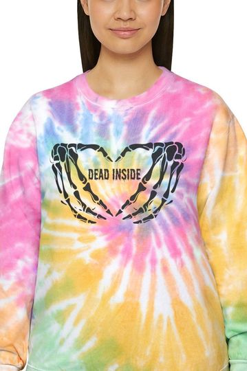 Discover Dead inside sweatshirt, tie dye sweatshirt, Halloween tie dye sweatshirt