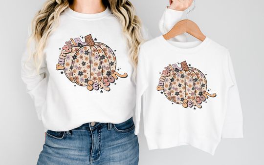 Discover Fall Sweatshirts Matching Mom and Daughter, Boho Pumpkin Sweatshirt,Spooky Season Shirt For Girls, Mom Daughter, Mama Mini Crewneck Pullover