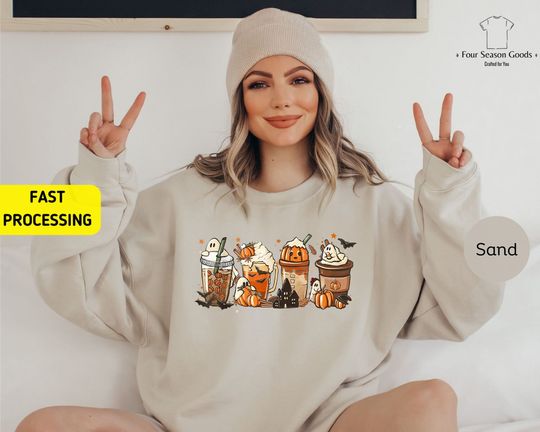 Discover Boo Latte Sweatshirt - Spooky Iced Coffee Design for Fall