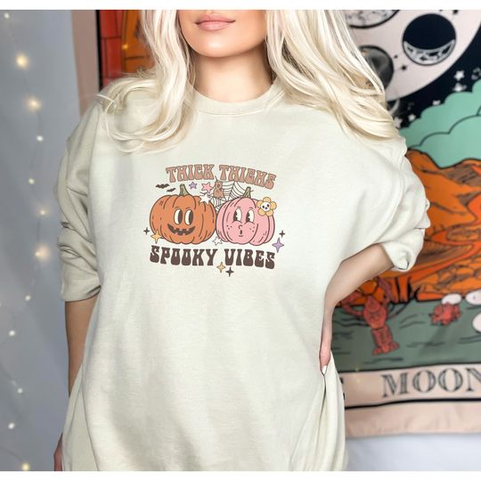 Discover Thick Thighs Spooky Vibes, Unisex Sweatshirt, Spooky Season, Cute Pumpkins, Halloween