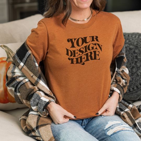 Discover Bella Canvas 3001 T-Shirt Mockup - Burnt Orange