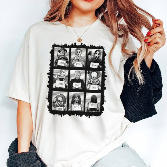Discover Horror Movie Character Shirt - Spooky Themed Apparel