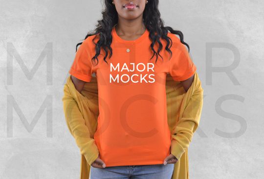 Discover Bella Canvas 3001 Mockup: Orange T-Shirt for Fall