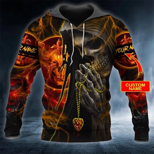 Discover Forbidden Prayer Skull Custom 3D Hoodie, Skull Lovers, Forbidden Prayer