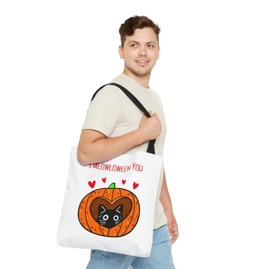 Discover Halloween Bag, Trick or Treat Tote Bag (AOP), Pumpkin Cat