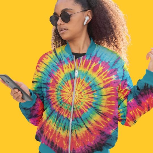 Discover Tie dye Bomber Jacket, Tissu Sirene,Tran Vtement