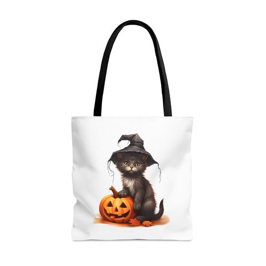 Discover Kiity with a pumpkin Tote Bag (AOP)