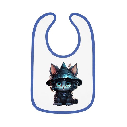 Discover Halloween Black Kitten Baby Contrast Trim  Bib