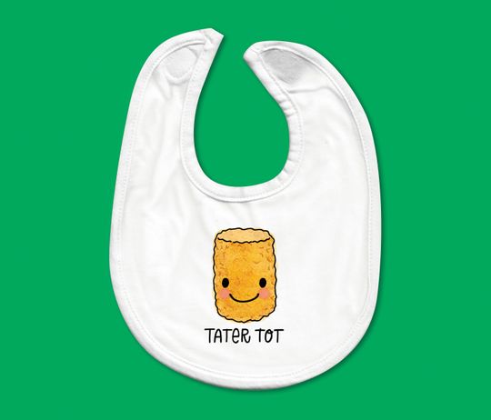 Discover Baby Bib - Cute Drawn Tater Tot with Handwritten Title