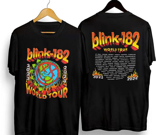 Discover B182 Shirt World Tour 2023 2024 Flames Graphic Band Cotton T-Shirt, B182 Rock and Roll Concert Tshirt