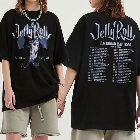 Discover Jelly Roll 2023 Tour Shirt, Jelly Roll Backroad Baptism 2023 Tour Shirt