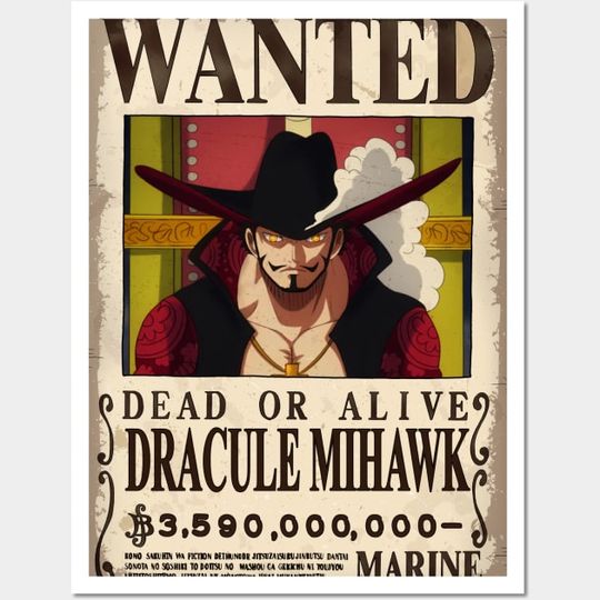 Discover Dracule Mihawk Wanted One Piece Poster