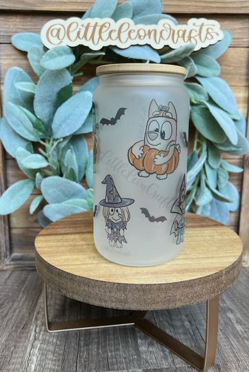 Discover 16 oz Halloween Blue Dog Sublimated Frosted Iced Coffee