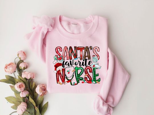 Discover Santas favori,christmas nurse tshirt, gift for nurse