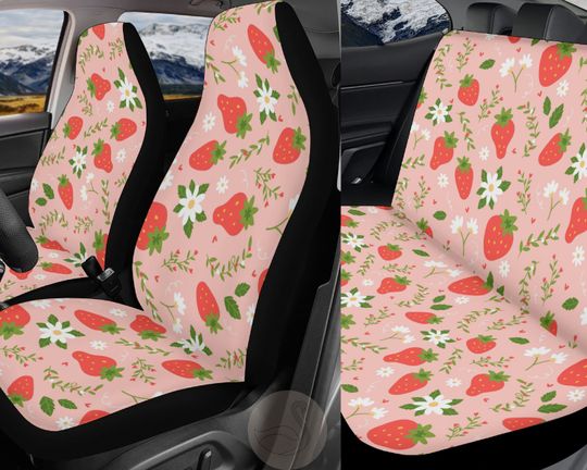 Discover Kawaii Strawberry and Daisy Car Seat Covers
