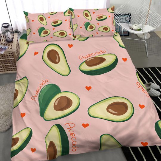 Discover Tropical Fruit Halved Avocado Pattern Reversible Bedding Set
