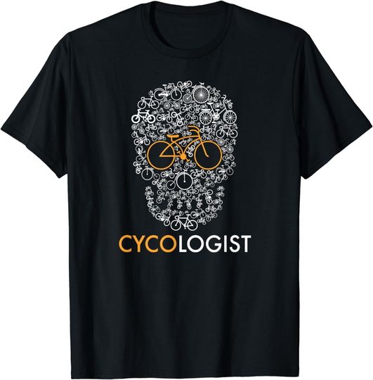 Discover Cycologist Funny Skull MTB Cycling Road Bike Mountain Gift T-Shirt