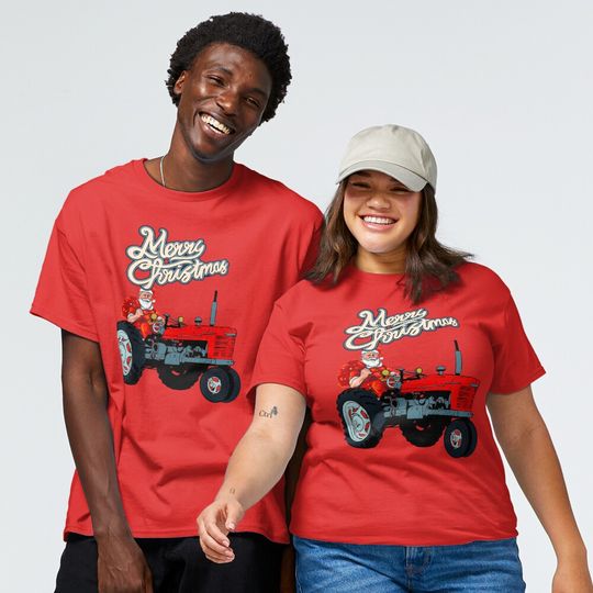 Discover Merry Christmas Santa Claus Driving A Tractor Classic T-Shirt