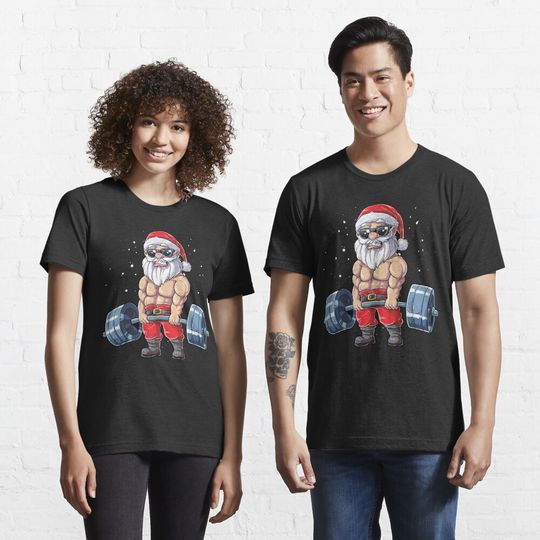 Discover Fitness Christmas shirt Santa Deadlift Gym Xmas Men Gifts Essential T-Shirt