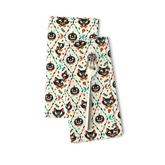 Discover Vintage Cat Party Halloween Pumpkin Napkins