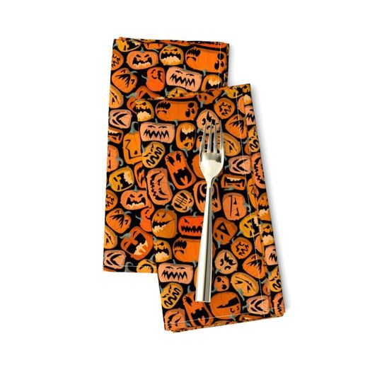 Discover Halloween Orange Cartoon Scary Faces Napkins