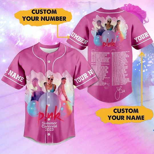 Discover Pink Summer Carnival 2023 Personalized Adult Baseball Jersey
