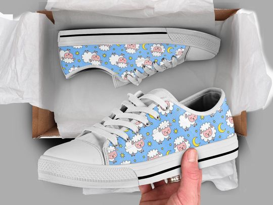 Discover Blue Sheep Cute Women's Low Top Sneaker